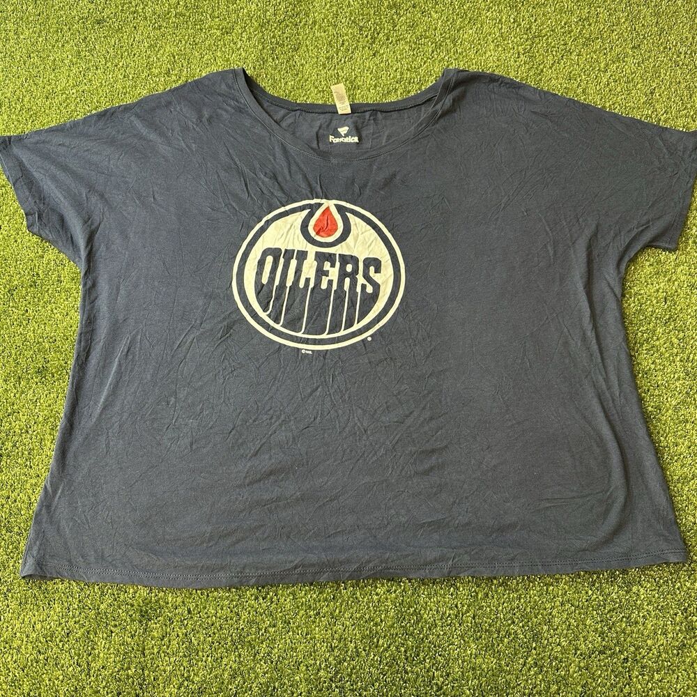 Edmonton Oilers Fanatics Women’s XL Navy Blue Logo T-Shirt NWOT